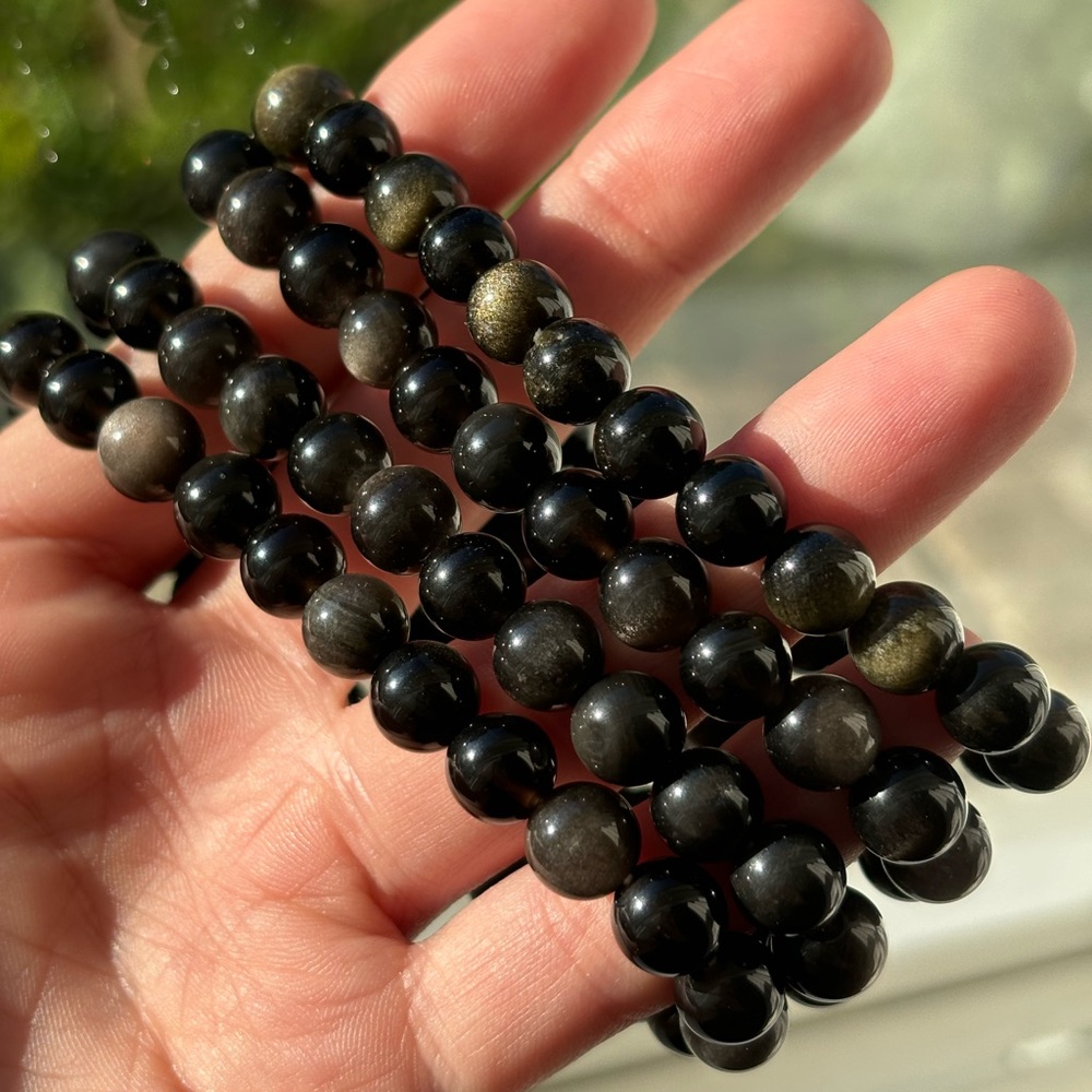 8mm Golden Sheen Obsidian Bracelet